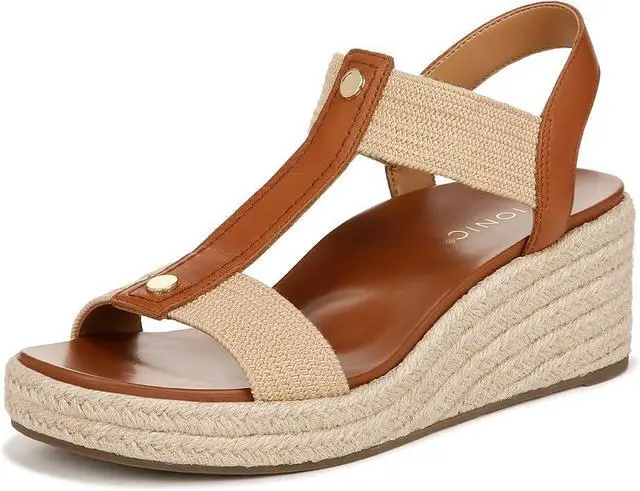Main image of Vionic Womens Calera Wedge Sandal - Camel Brown Leather