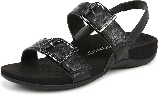 Main image of VIONIC Womens Reese Slingbacks Heeled Sandal - Black Leather