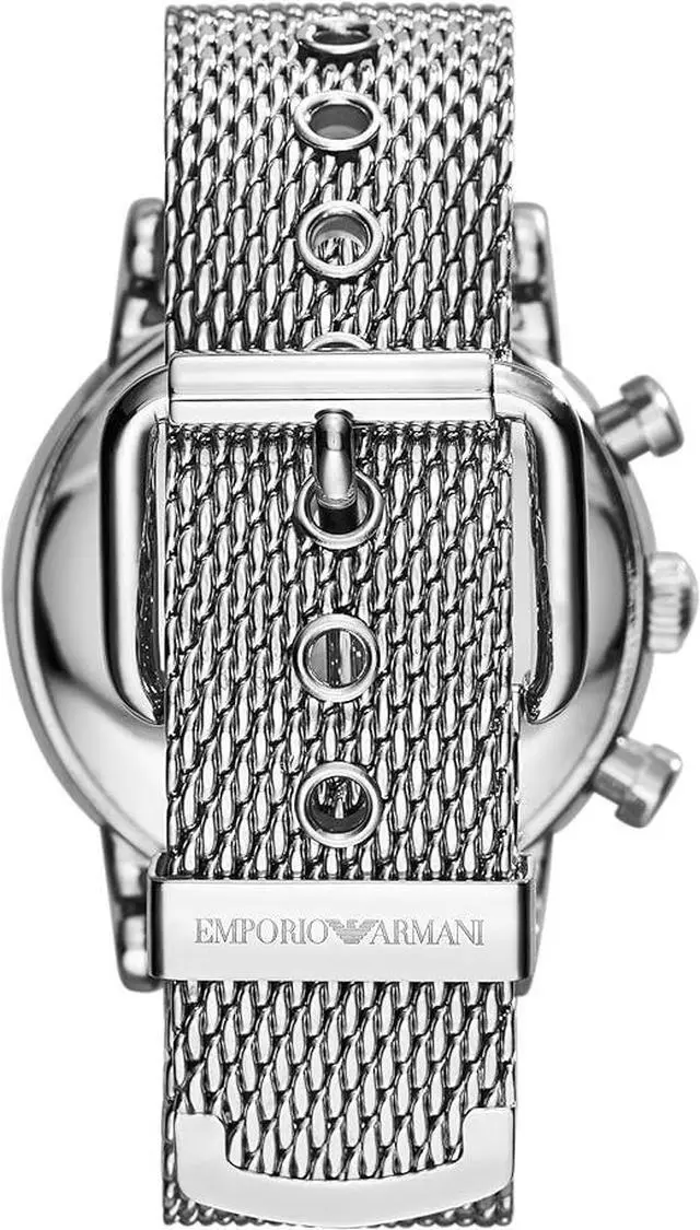 Alt view image 11 of 11 - Emporio Armani Men's Classic AR1808 Silver Stainless-Steel Quartz Watch with Black Dial