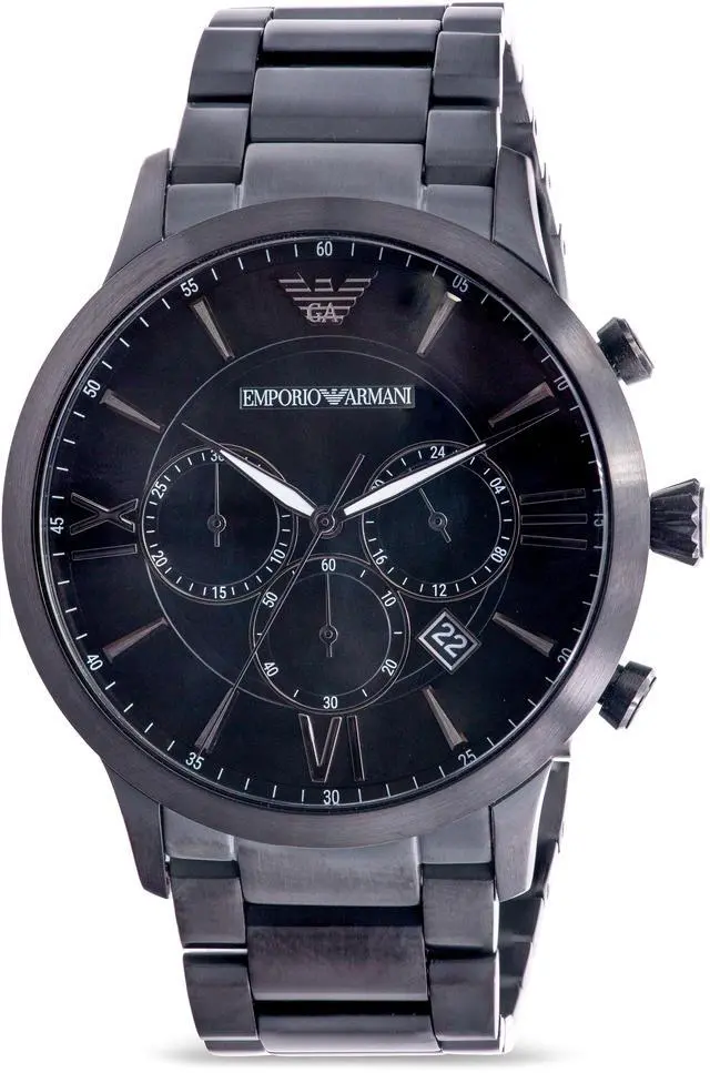 Main image of Emporio Armani Black Stainless Steel Chronograph Mens Watch