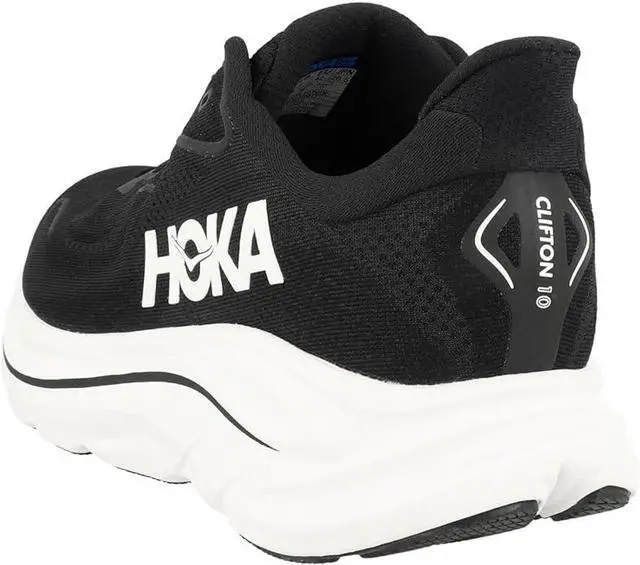 Alt view image 3 of 6 - Hoka One Mens Clifton 10 Road Running Shoes - Black/White