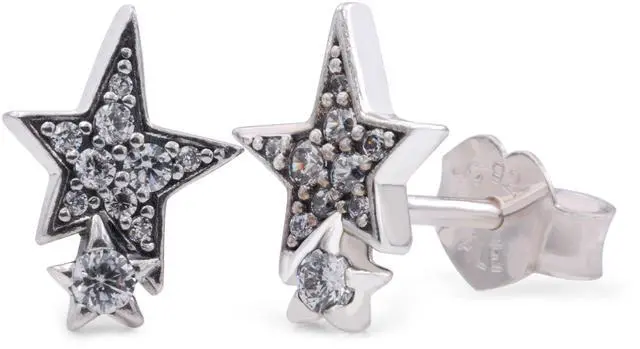 Main image of Pandora Sparkling Asymmetric Stars Stud Earrings