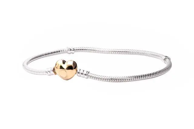 Alt view image 3 of 3 - Pandora Moments Heart Clasp Snake Chain Bracelet