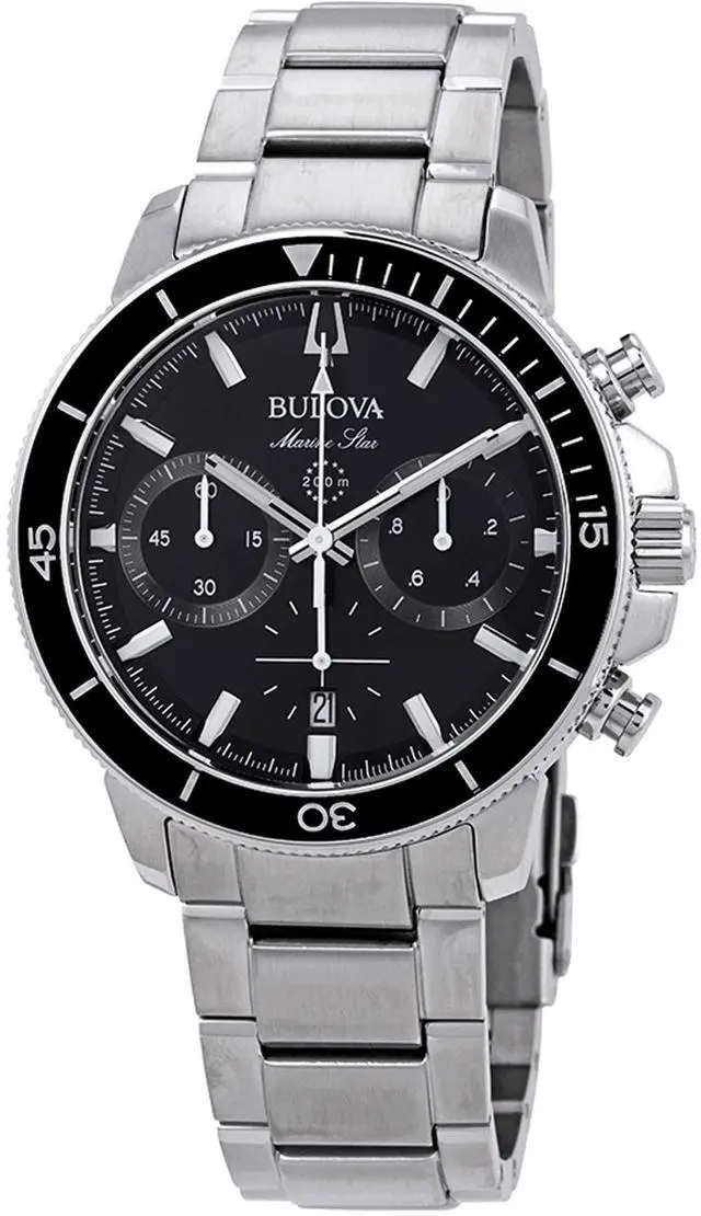 Alt view image 8 of 10 - Bulova Marine Star Mens Black Dial Chronograph Quartz Watch 96B272