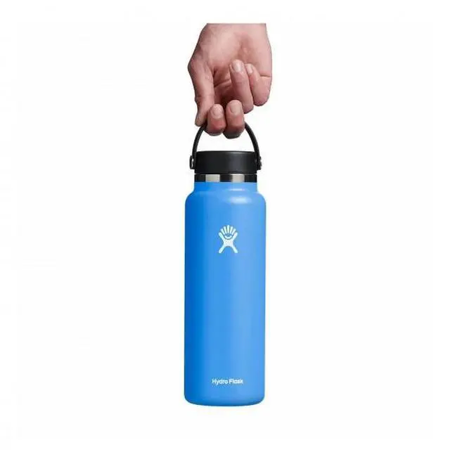 Alt view image 6 of 6 - Hydro Flask Vacuum Insulated Wide Mouth Water Bottle, 40 oz - Cascade Blue