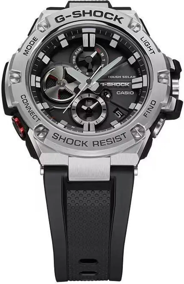 Alt view image 3 of 3 - casio men's 'gsteel by gshock' quartz solar bluetooth connected resin dress watch, color: black model: gstb1001acr