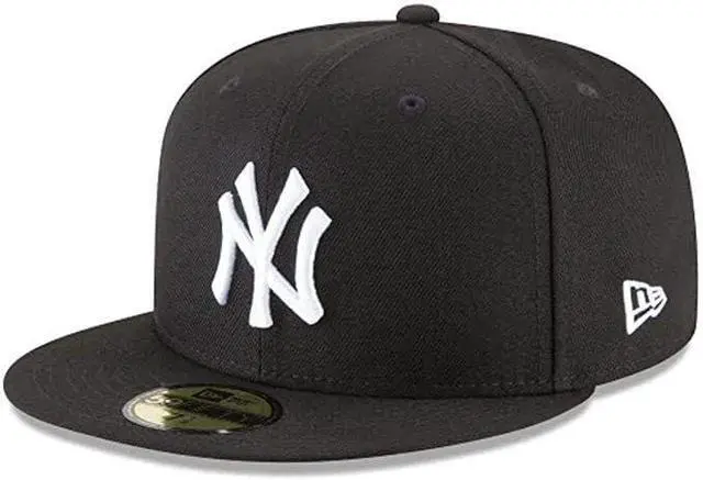 Alt view image 3 of 3 - New Era New York Yankees Basic 59Fifty Fitted Cap Hat Black/White 11591127 (Size 7 1/2)