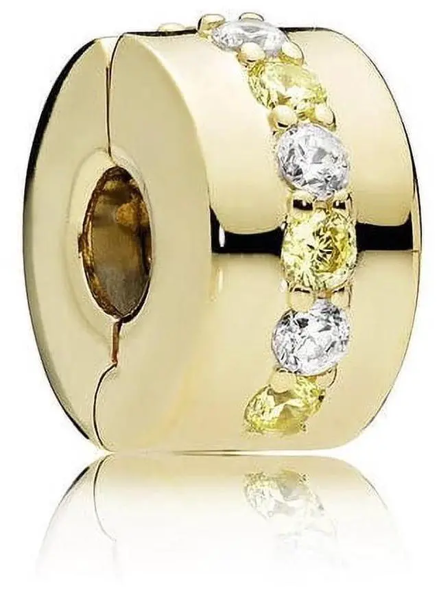 Main image of Pandora Yellow Sparkling Row Clip Charm