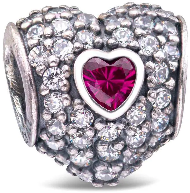Main image of PANDORA In My Heart Charm - Clear CZ & Synthetic Ruby -