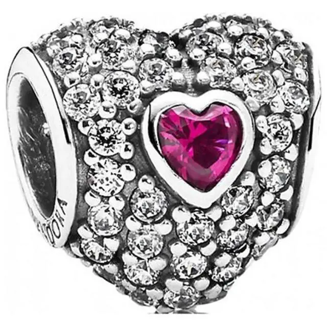 Alt view image 2 of 2 - PANDORA In My Heart Charm - Clear CZ & Synthetic Ruby -