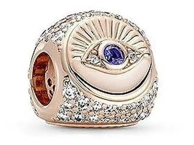 Alt view image 2 of 3 - Pandora Hamsa All-seeing Eye & Feather Three-sided Charm