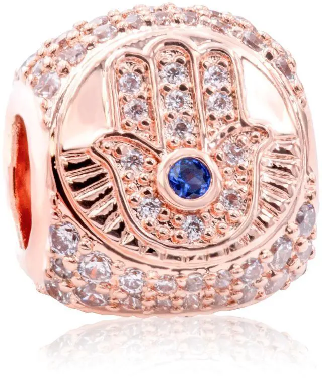 Main image of Pandora Hamsa All-seeing Eye & Feather Three-sided Charm