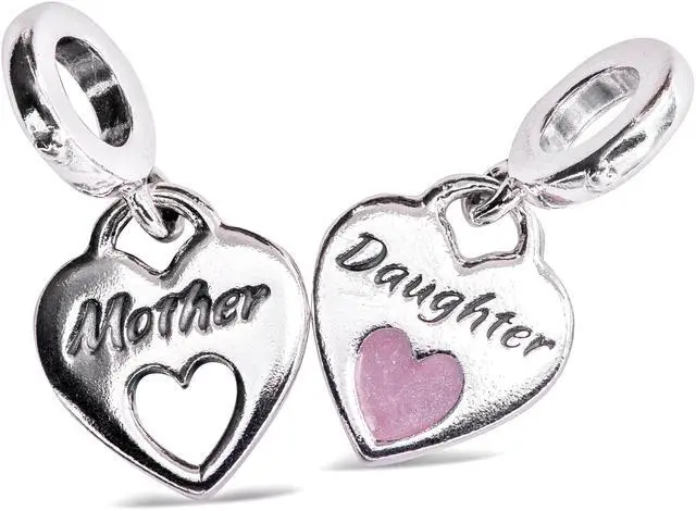 Main image of PANDORA Double Heart Split Pink Enamel Charm