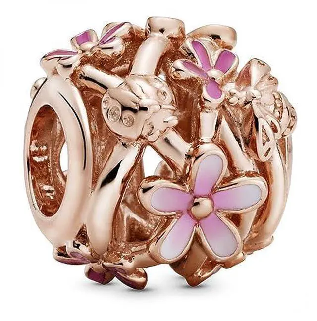 Alt view image 2 of 3 - PANDORA Openwork Pink Daisy Flower Charm
