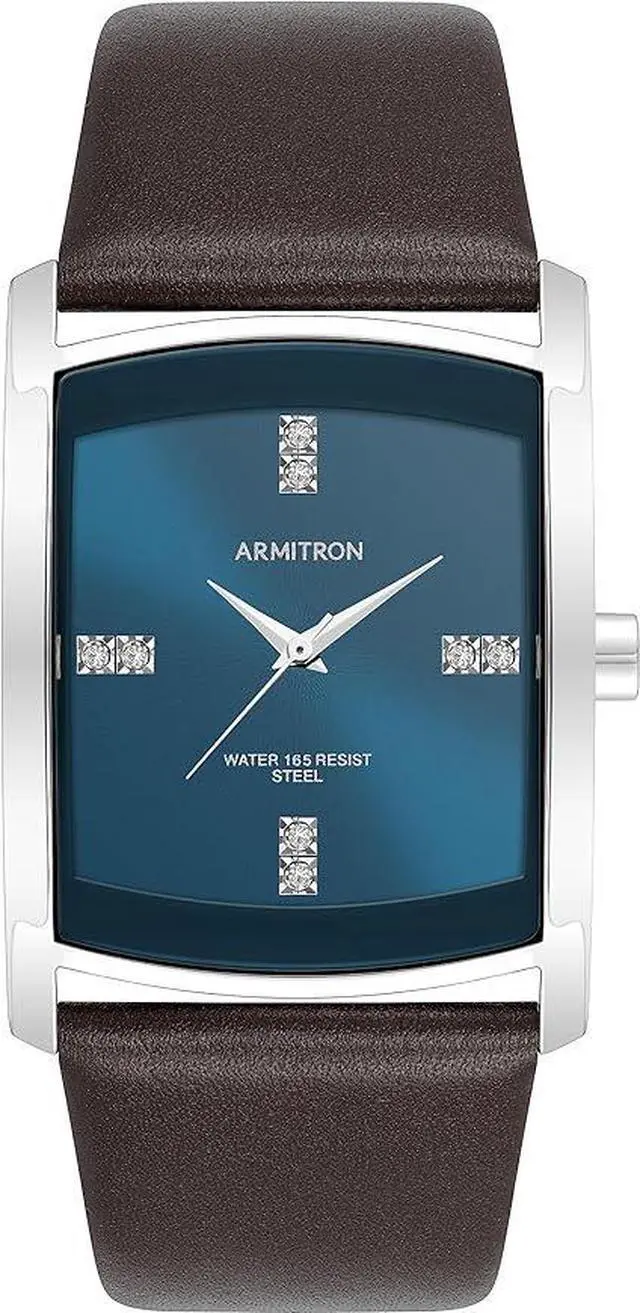 Main image of Armitron Rectangular Crystal Dial Accented Leather Mens Watch