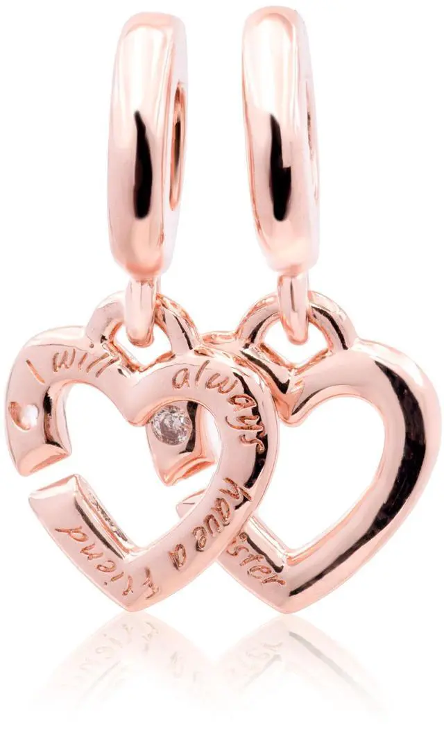 Main image of Pandora Linked Sister Hearts Split Dangle Charm