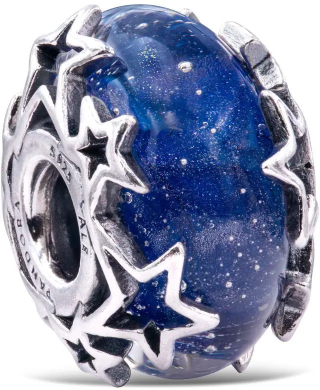 Main image of Pandora Galaxy Blue & Star Murano Charm