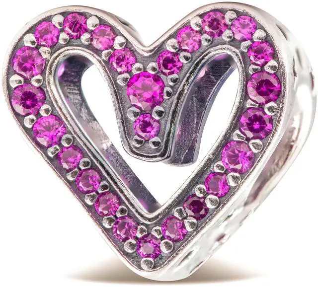 Main image of Pandora Sparkling Ruby Red Freehand Heart Charm