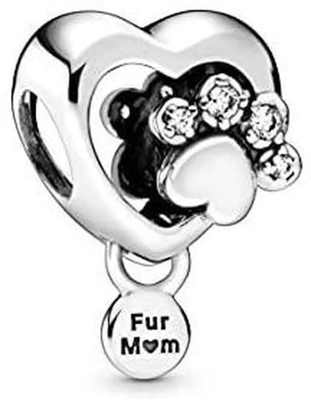 Alt view image 2 of 3 - PANDORA Sparkling Paw Print & Heart Charm