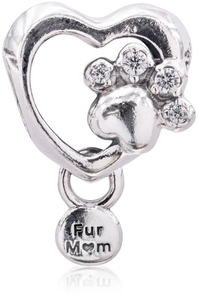 Alt view image 3 of 3 - PANDORA Sparkling Paw Print & Heart Charm