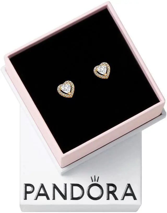 Alt view image 3 of 3 - Pandora Sparkling Elevated Heart Stud Earrings
