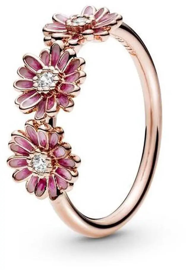 Main image of Pandora Pink Daisy Flower Trio Ring