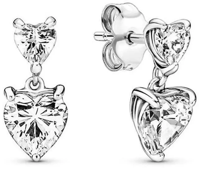 Main image of Pandora Double Heart Sparkling Stud Earrings