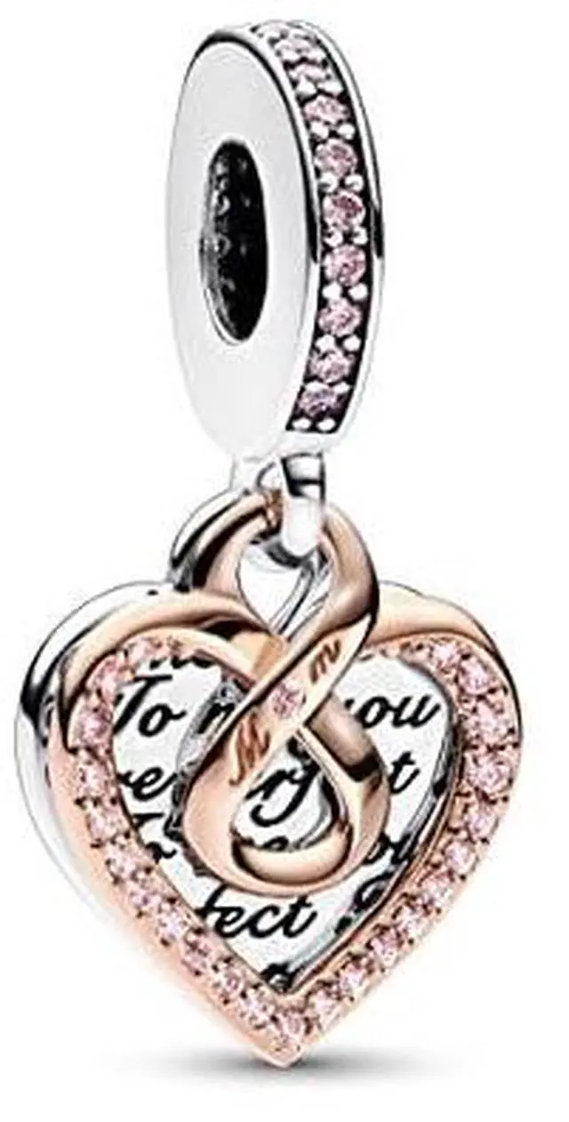 Alt view image 2 of 3 - Pandora Two-tone Infinity Heart Double Dangle Charm