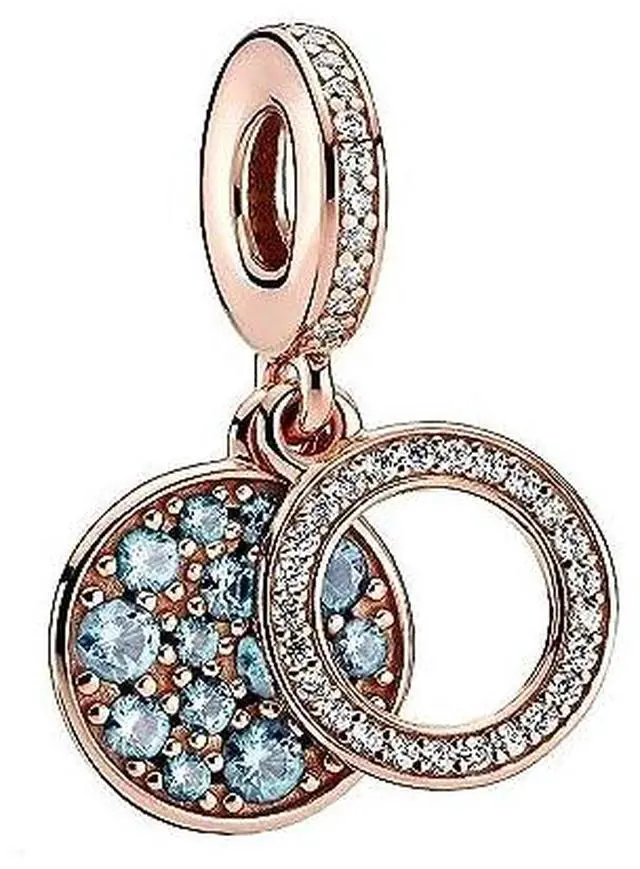 Alt view image 2 of 3 - Pandora Colours Sparkling Light Blue Disc Double Dangle Charm -