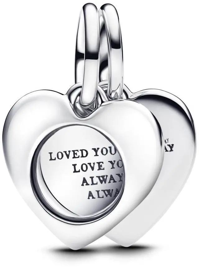 Main image of Pandora Engravable Heart Magnifying Glass Double Dangle Charm Sterling silver
