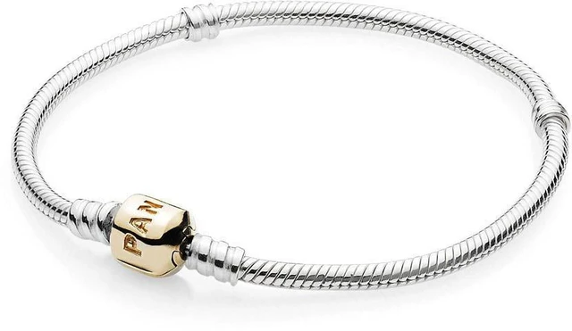 Alt view image 3 of 3 - PANDORA Sterling Silver 7.5 Charm Bracelet w/ 14k Gold Clasp 590702HG-19"