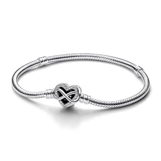 Alt view image 2 of 3 - Pandora Moments Sparkling Infinity Heart Clasp Snake Chain Bracelet