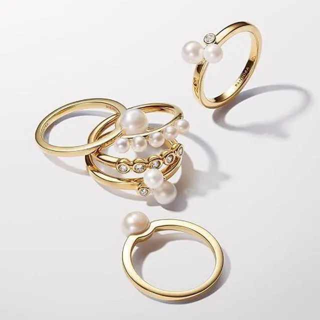 Alt view image 3 of 3 - Pandora Organically Shaped Circle & Baroque Treated Freshwater Cultured Pearl Earrings