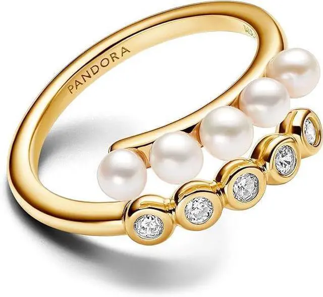 Alt view image 2 of 3 - Pandora Organically Shaped Circle & Baroque Treated Freshwater Cultured Pearl Earrings