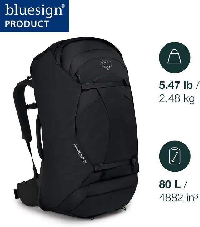 Alt view image 2 of 3 - Osprey Farpoint 80L Mens Travel Backpack - Black