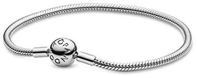 Alt view image 3 of 4 - pandora moments snake chain charm bracelet in sterling silver, 6.7 in / 17 cm
