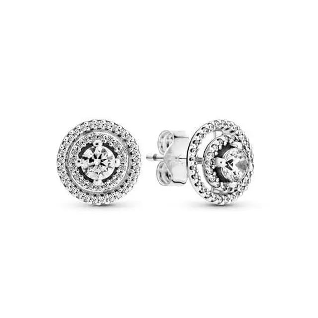 Alt view image 2 of 3 - Pandora Sparkling Double Halo Stud Earrings