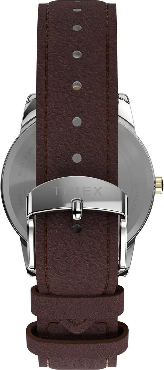 Alt view image 3 of 3 - Timex Mens Easy Reader 35mm Watch - Brown Strap Blue Dial Silver-Tone Case