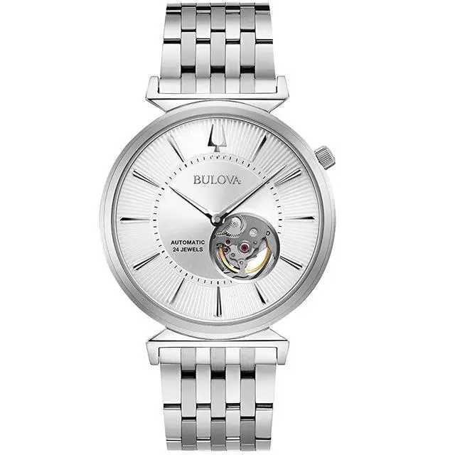 Alt view image 4 of 4 - Bulova Regatta Mens Stainless Steel Silver Dial Automatic Watch 96A235