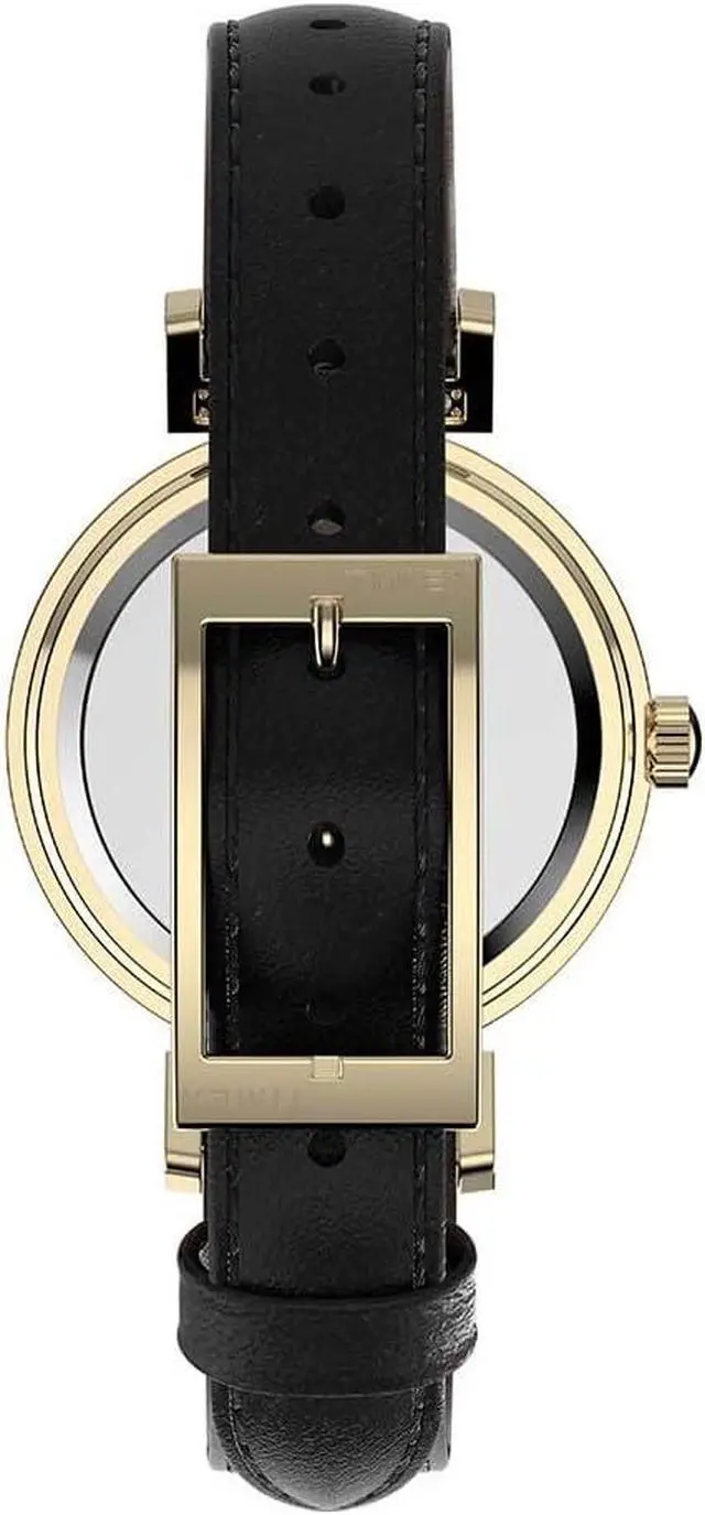 Alt view image 2 of 3 - Timex Trend 31mm Black Leather Gold-Tone Ladies Watch