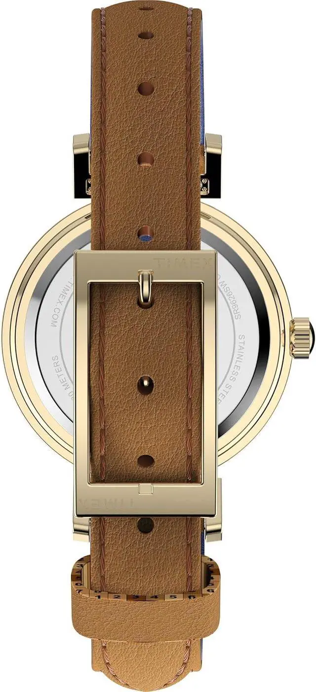Alt view image 3 of 3 - Timex Trend 31mm Brown Leather Gold-Tone Ladies Watch