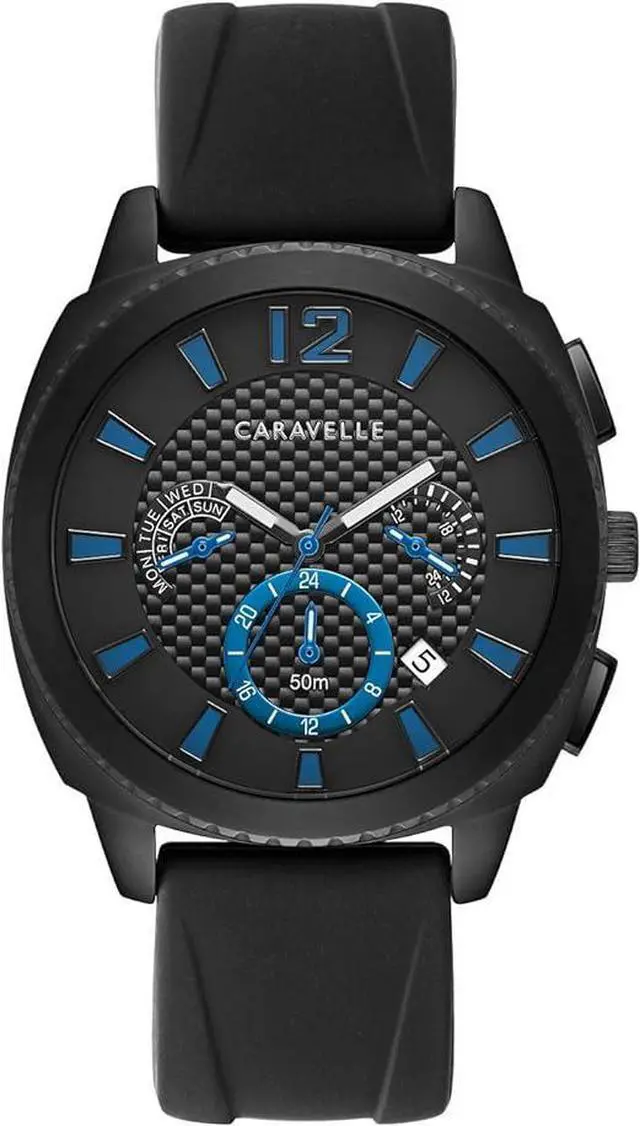 Main image of Caravelle by Bulova Sport Chronograph Black Silicone Mens Watch
