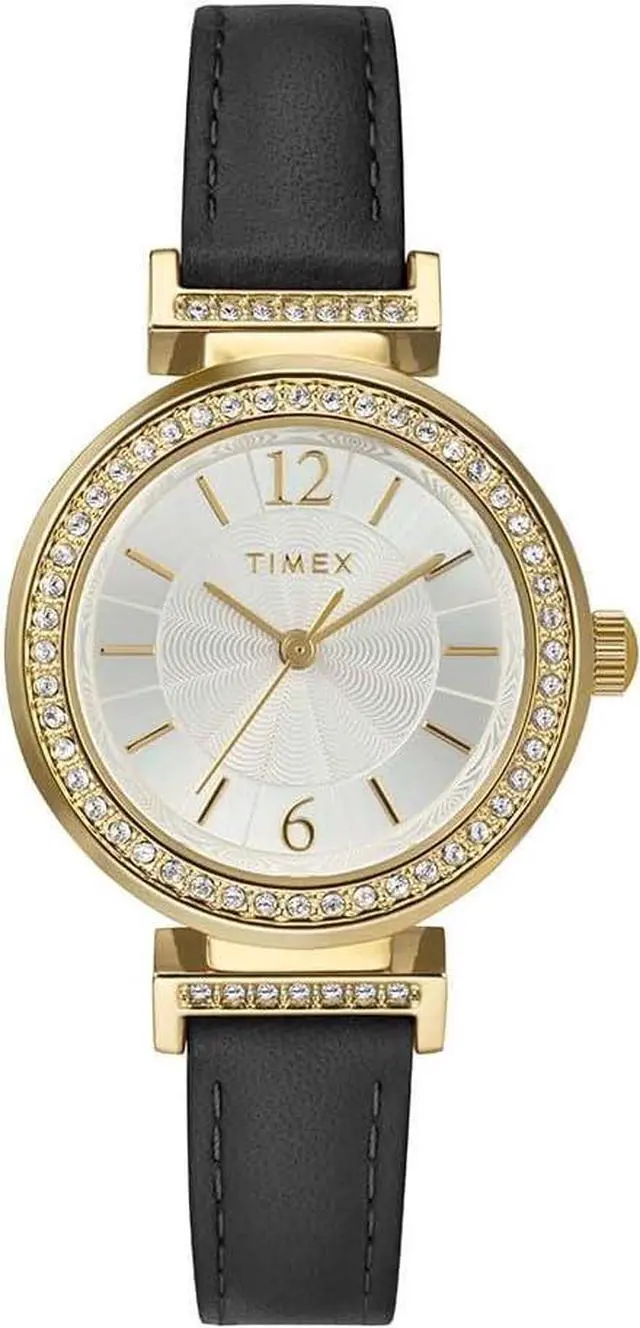 Main image of Timex Trend 31mm Black Leather Gold-Tone Ladies Watch