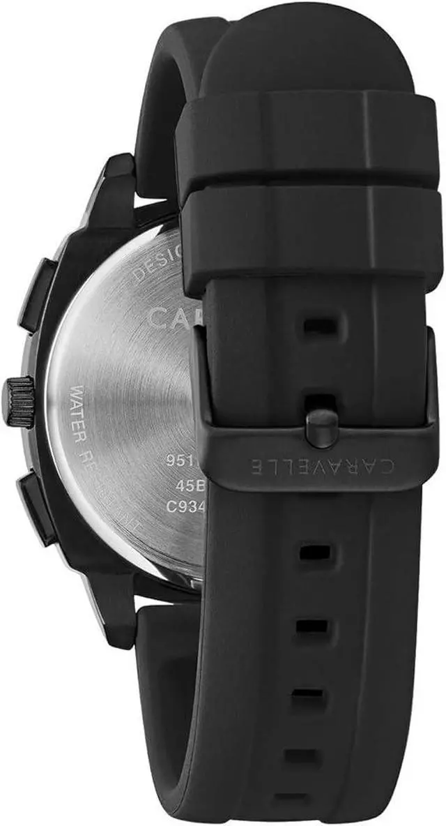 Alt view image 3 of 3 - Caravelle by Bulova Sport Chronograph Black Silicone Mens Watch