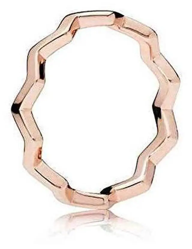 Main image of Pandora Polished Zigzag Ring for Women 14k Rose Gold-Plated Stackable Layering Ring Contemporary Design Size 5