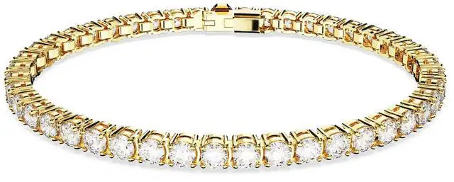Main image of Swarovski Matrix Tennis Bracelet - Round Cut - White - Gold-tone Plated - Large