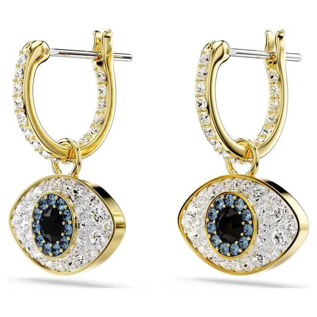Alt view image 2 of 3 - Swarovski Symbolica Drop Earrings - Evil Eye - Blue - Gold-tone Plated - Medium