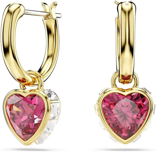 Main image of Swarovski Chroma Drop Earrings - Heart - Red - Gold-tone Plated