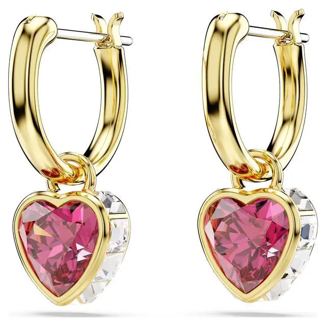Alt view image 2 of 3 - Swarovski Chroma Drop Earrings - Heart - Red - Gold-tone Plated