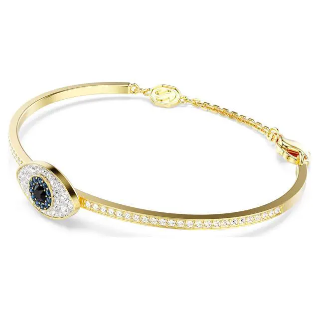 Alt view image 3 of 3 - Swarovski Symbolica Bangle - Evil Eye - Blue - Gold-tone Plated - Medium